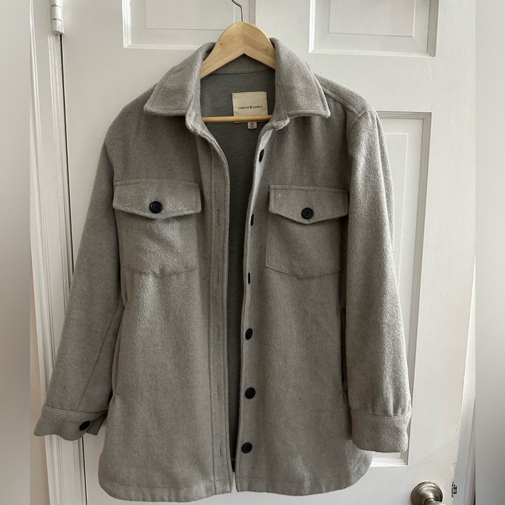 Xs grey shacket by thread and supply
